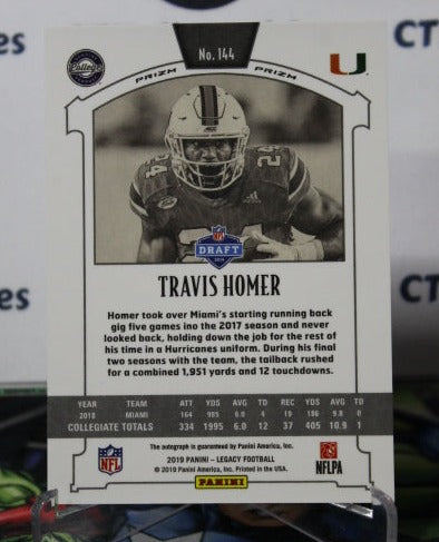 2019 LEGACY TRAVIS HOMER # 144 ROOKIE AUTO SILVER NFL SEATTLE SEAHAWKS GRIDIRON CARD
