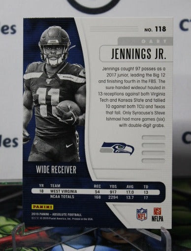 2019 ABSOLUTE GARY JENNINGS JR. # 118 ROOKIE NFL SEATTLE SEAHAWKS GRIDIRON CARD