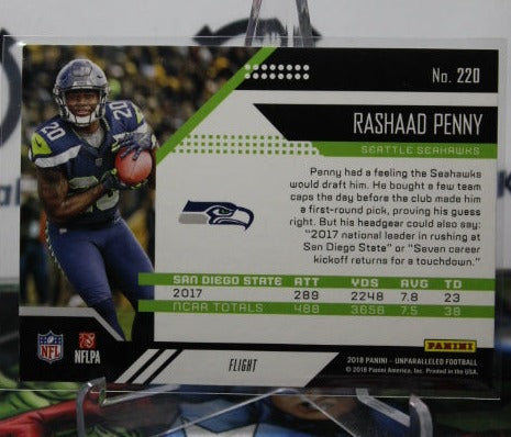2018 PANINI UNPARALLELED RASHAAD PENNY # 220 ROOKIE FLIGHT NFL SEATTLE SEAHAWKS GRIDIRON CARD