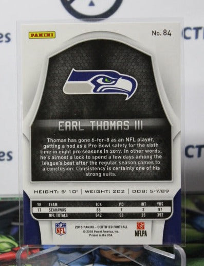 2018 PANINI CERTIFIED EARL THOMAS III # 84 RED 68/99 NFL SEATTLE SEAHAWKS GRIDIRON CARD