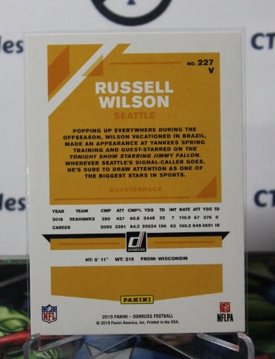 2019 PANINI DONRUSS RUSSELL WILSON # 227 PRESS PROOF RED NFL SEATTLE SEAHAWKS GRIDIRON CARD