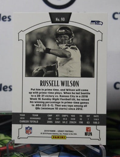 2019 PANINI LEGACY RUSSELL WILSON # 90 NFL SEATTLE SEAHAWKS GRIDIRON CARD