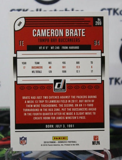 2018 PANINI DONRUSS CAMERON BRATE # 269 NFL TAMPA BAY BUCCANEERS GRIDIRON CARD