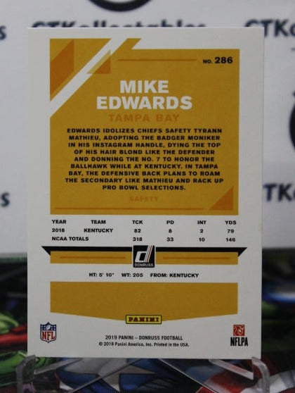 2019 PANINI DONRUSS MIKE EDWARDS # 286 ROOKIE NFL TAMPA BAY BUCCANEERS GRIDIRON CARD