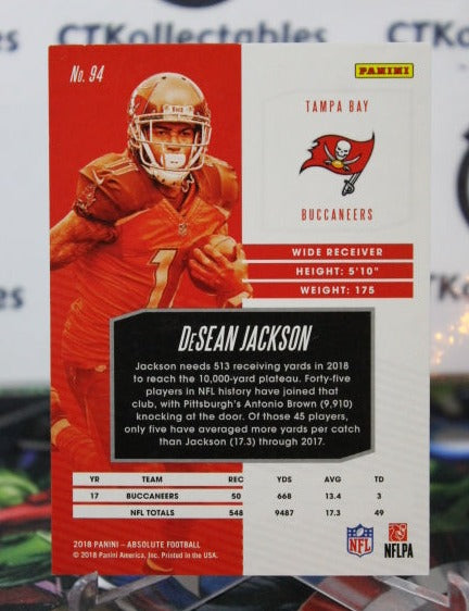 2018 PANINI ABSOLUTE DeSEAN JACKSON # 94 RED 038/100 NFL TAMPA BAY BUCCANEERS GRIDIRON CARD