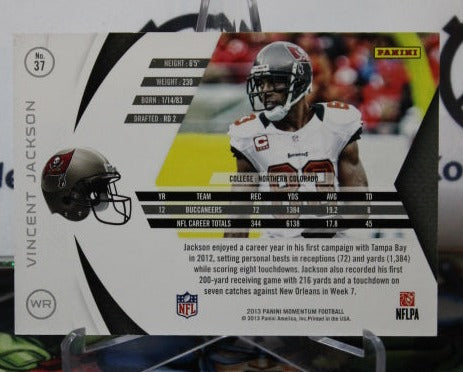 2013 PANINI MOMENTUM VINCENT JACKSON # 37 NFL TAMPA BAY BUCCANEERS GRIDIRON CARD