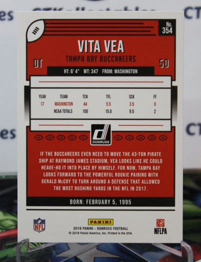 2018 PANINI DONRUSS VITA VEA # 354 ROOKIE NFL TAMPA BAY BUCCANEERS GRIDIRON CARD