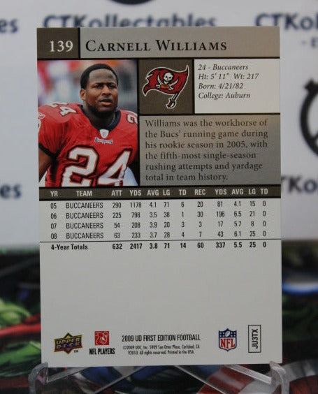 2009 UPPER DECK CARNELL WILLIAMS # 139 SILVER NFL TAMPA BAY BUCCANEERS GRIDIRON CARD