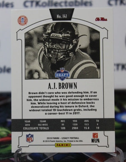2019 PANINI LEGACY A.J. BROWN # 141 ROOKIE NFL TENNESSEE TITANS GRIDIRON CARD