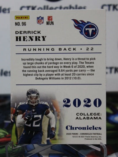 2020 PANINI CHRONICLES DERRICK HENRY # 96 NFL TENNESSEE TITANS GRIDIRON CARD