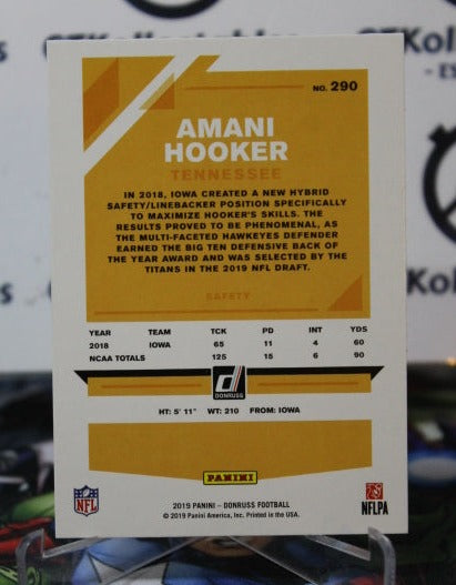 2019 PANINI DONRUSS AMANI HOOKER # 290 ROOKIE NFL TENNESSEE TITANS GRIDIRON CARD