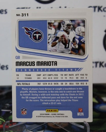 2018 PANINI SCORE MARCUS MARIOTA # 311 NFL TENNESSEE TITANS GRIDIRON CARD