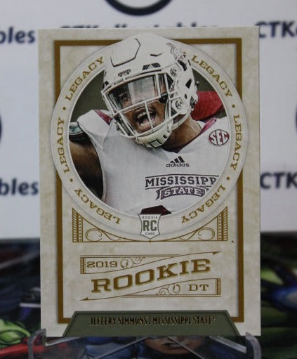 2019 PANINI LEGACY JEFFERY SIMMONS # 174 ROOKIE NFL TENNESSEE TITANS GRIDIRON CARD