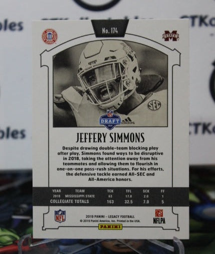 2019 PANINI LEGACY JEFFERY SIMMONS # 174 ROOKIE NFL TENNESSEE TITANS GRIDIRON CARD