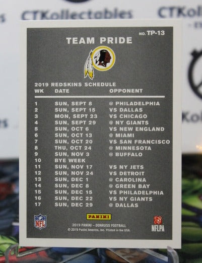 2019 PANINI DONRUSS TEAM PRIDE # TP-13 NFL WASHINGTON REDSKINS GRIDIRON CARD