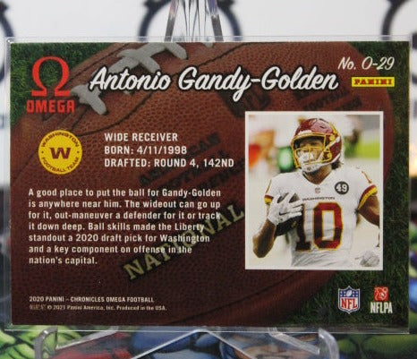 2020 PANINI CHRONICLES OMEGA ANTONIO GANDY-GOLDEN # O-29 ROOKIE NFL WASHINGTON REDSKINS GRIDIRON CARD