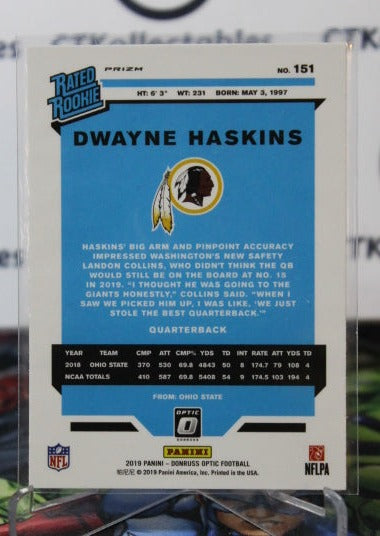 2019 PANINI DONRUSS DWAYNE HASKINS # 151 RATED ROOKIE PRIZM PINK NFL WASHINGTON REDSKINS GRIDIRON CARD