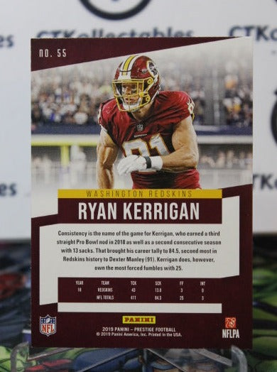 2019 PANINI PRESTIGE RYAN KERRIGAN # 55 NFL WASHINGTON REDSKINS GRIDIRON CARD