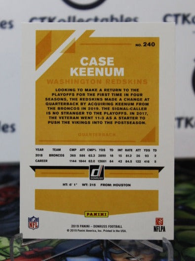 2019 PANINI DONRUSS CASE KEENUM # 240 NFL WASHINGTON REDSKINS GRIDIRON CARD