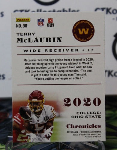 2020 PANINI CHRONICLES TERRY McLAURIN # 98 NFL WASHINGTON REDSKINS GRIDIRON CARD