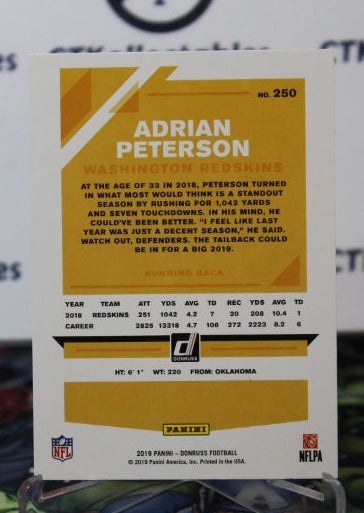 2019 PANINI DONRUSS ADRIAN PETERSON # 250 NFL WASHINGTON REDSKINS GRIDIRON CARD