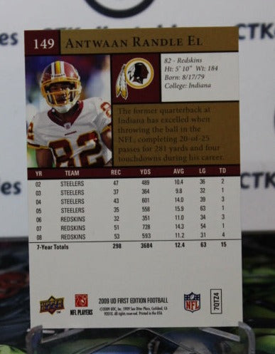 2009 UPPER DECK ANTWAAN RANDLE EL # 149 GOLD NFL WASHINGTON REDSKINS GRIDIRON CARD