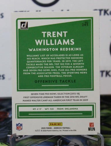 2020 PANINI DONRUSS TRENT WILLIAMS # 243 NFL WASHINGTON REDSKINS GRIDIRON CARD