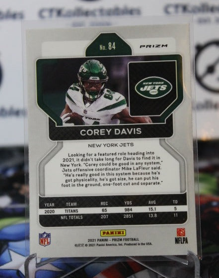 2021 PANINI PRIZM COREY DAVIS # 84 SILVER PRIZM NFL NEW YORK JETS GRIDIRON CARD