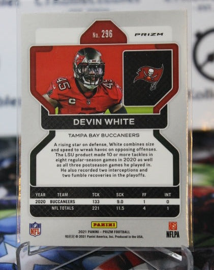 2021 PANINI PRIZM DEVIN WHITE # 296 RED WHITE BLUE PRIZM NFL TAMPA BAY BUCCANEERS GRIDIRON CARD