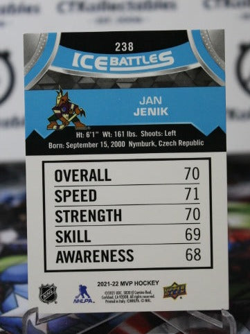 2021-22 UPPER DECK MVP JAN JENIK # 238 ICE BATTLES ROOKIE ARIZONA COYOTES NHL HOCKEY CARD