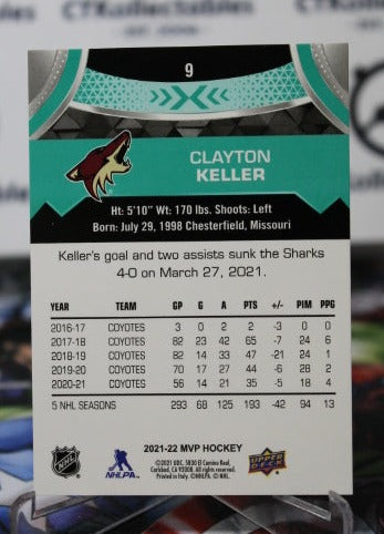 2021-22 UPPER DECK MVP CLAYTON KELLER # 9 ARIZONA COYOTES NHL HOCKEY CARD
