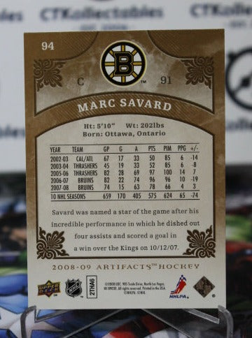 2008-09 UPPER DECK ARTIFACTS MARC SAVARD # 94 BOSTON BRUINS NHL HOCKEY CARD