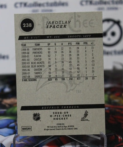 2008-09 O-PEE CHEE JARDSLAV SPACEK # 238 BUFFALO SABRES NHL HOCKEY TRADING CARD