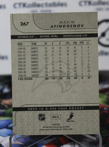 2009-10 O-PEE CHEE MAXIM AFINOGENOV # 267 BUFFALO SABRES NHL HOCKEY TRADING CARD