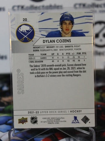 2021-22 UPPER DECK DYLAN COZENS # 20 BUFFALO SABRES NHL HOCKEY TRADING CARD