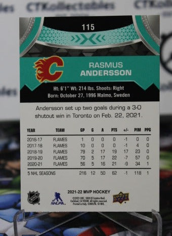 2021-22 UPPER DECK MVP RASMUS ANDERSSON # 115 HOCKEY NHL CALGARY FLAMES CARD