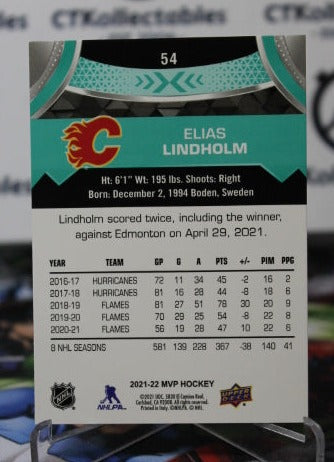 2021-22 UPPER DECK MVP ELIAS LINDHOLM # 54 HOCKEY NHL CALGARY FLAMES CARD