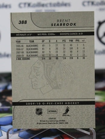 2009-10 O-PEE-CHEE BRENT SEABROOK # 388 CHICAGO BLACKHAWKS NHL HOCKEY TRADING CARD