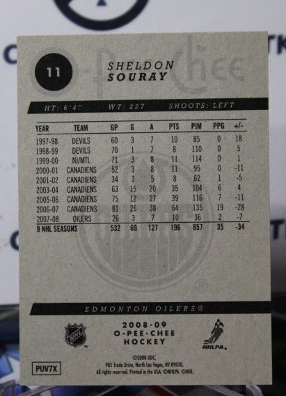 2008-09 O-PEE-CHEE SHELDON SOURAY # 11 EDMONTON OILERS HOCKEY CARD