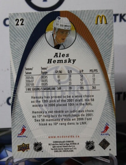2008-09 UPPER DECK ALES HEMSKY # 22 McDONALD'S EDMONTON OILERS HOCKEY CARD