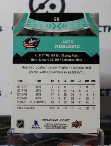 2021-22 UPPER DECK MVP JACK ROSLOVIC # 98 COLUMBUS BLUE JACKETS NHL HOCKEY TRADING CARD