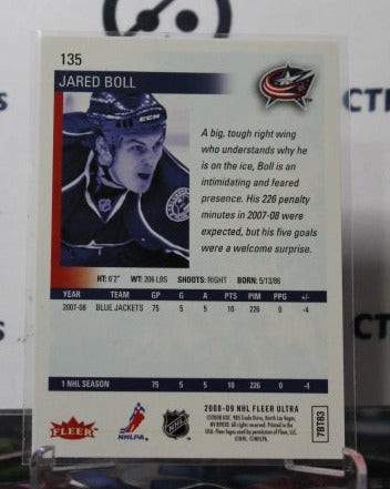 2008-09 FLEER ULTRA JARED BOLL # 135 ROOKIE COLUMBUS BLUE JACKETS HOCKEY CARD