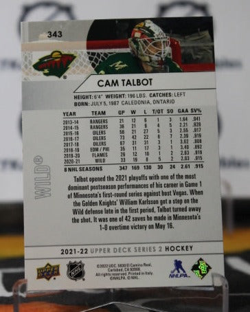 2021-22 UPPER DECK CAM TALBOT # 343 GOALTENDER MINNESOTA WILD NHL HOCKEY CARD