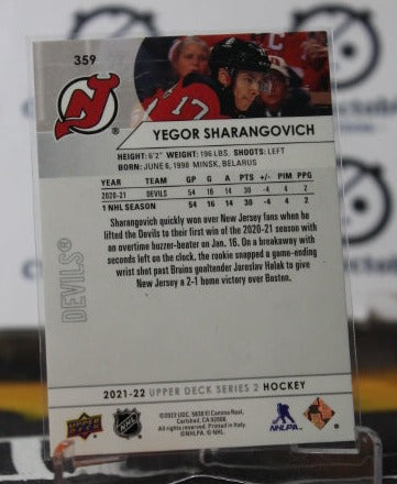2021-22 UPPER DECK YEGOR SHARANGOVICH # 359 ROOKIE NEW JERSEY DEVILS NHL HOCKEY TRADING CARD