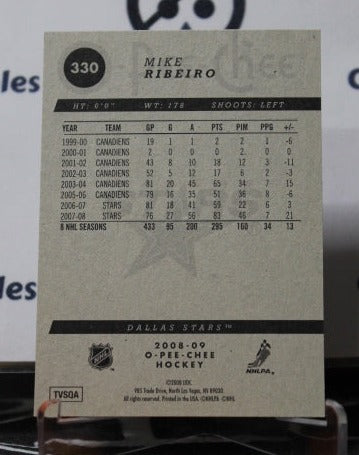 2008-2009 O-PEE-CHEE MIKE RIBEIRO # 330 DALLAS STARS NHL HOCKEY TRADING CARD