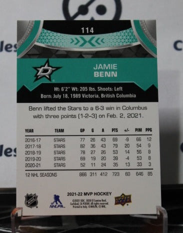 2021-22 UPPER DECK MVP JAMIE BENN # 114 DALLAS STARS NHL HOCKEY TRADING CARD