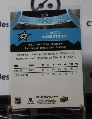 2021-22 UPPER DECK MVP JASON ROBERTSON # 209 BLUE ROOKIE DALLAS STARS NHL HOCKEY TRADING CARD