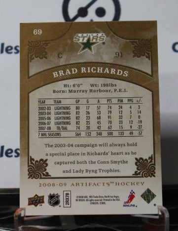 2008-09 UPPER DECK ARTIFACTS BRAD RICHARDS # 69 DALLAS STARS NHL HOCKEY TRADING CARD