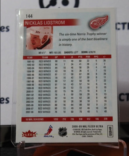 2008-09 FLEER ULTRA NICKLAS LIDSTROM # 144 DETROIT RED WINGS NHL HOCKEY TRADING CARD