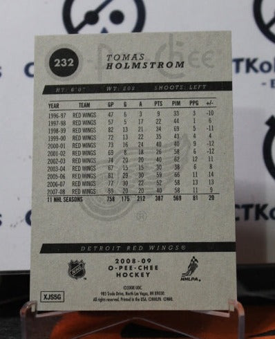 2008-09 O-PEE-CHEE TOMAS HOLMSTROM # 232 DETROIT RED WINGS NHL HOCKEY TRADING CARD